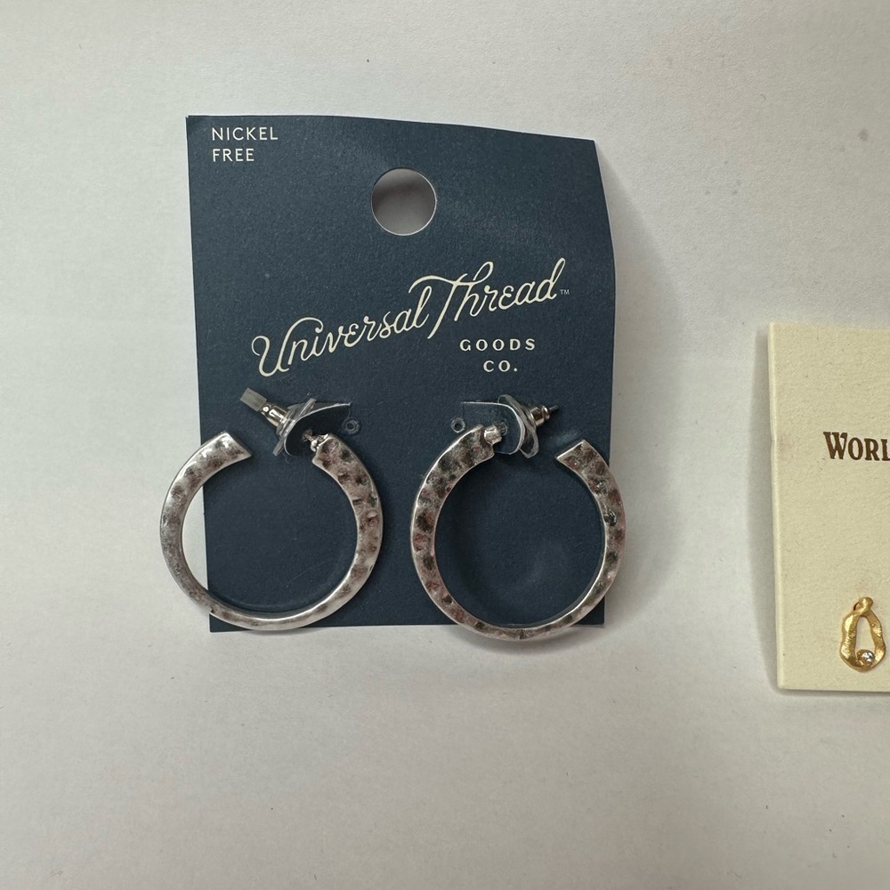 Universal Thread Silver Hoop and World Market gold stud Earrings set - Picture 3 of 5